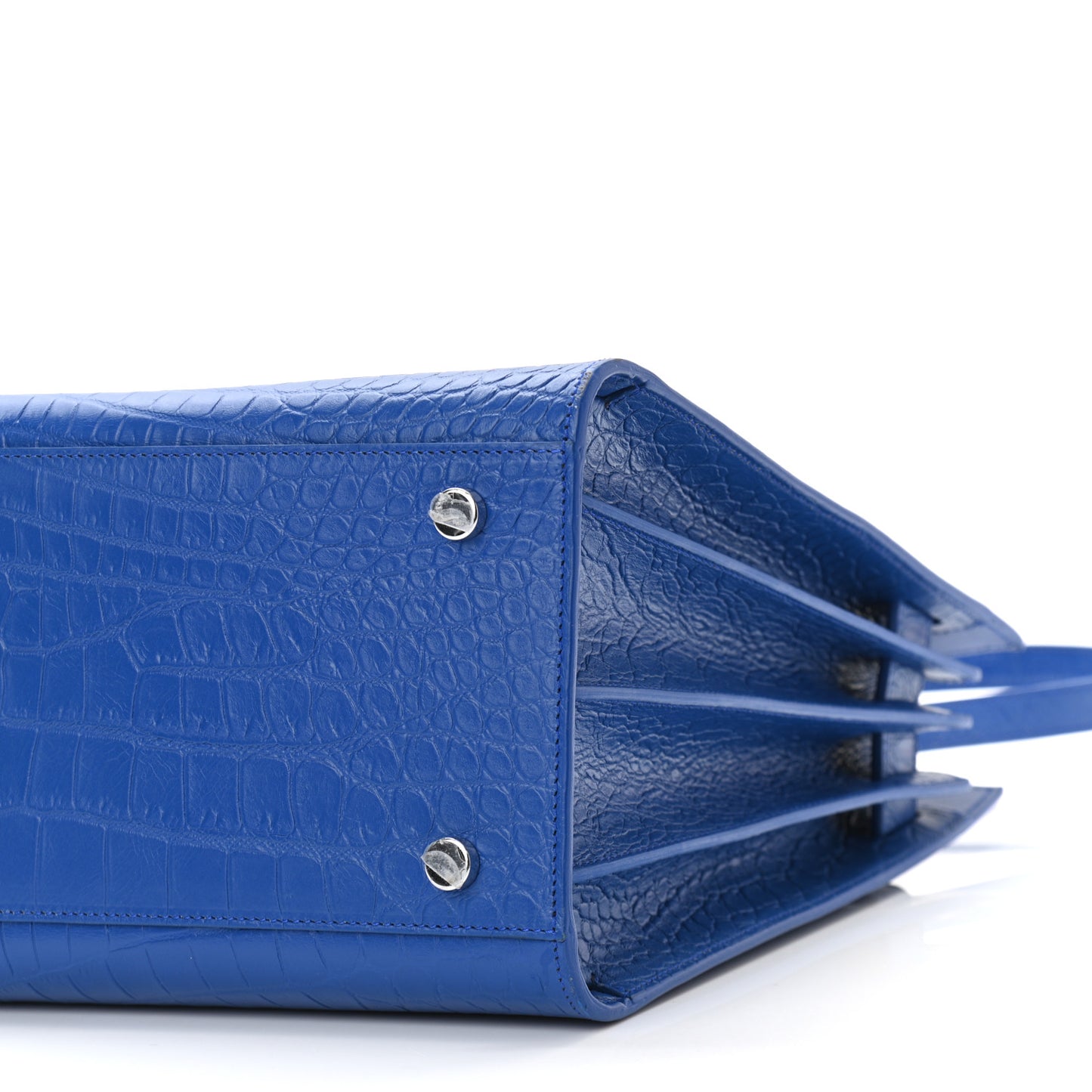 Calfskin Crocodile Embossed Small Sac De Jour Royal Blue