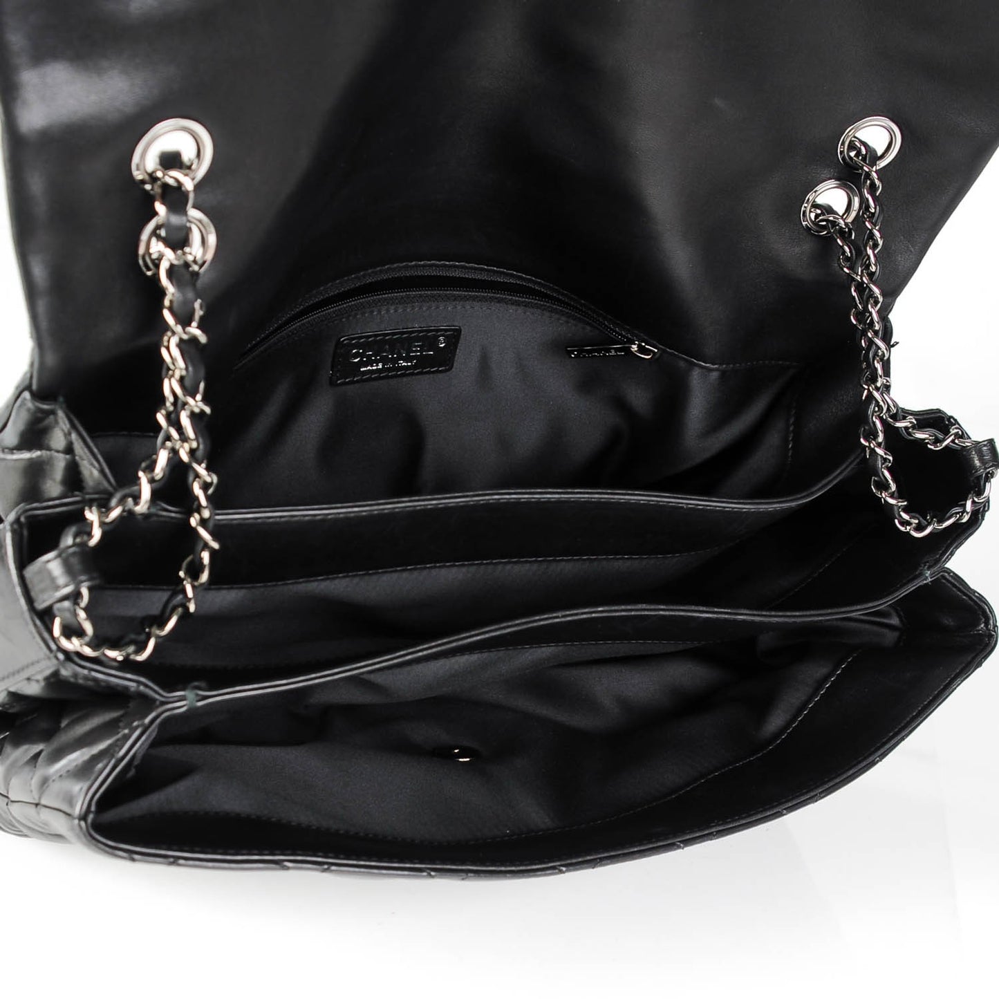 Lambskin Quilted Maxi 3 Flap Black