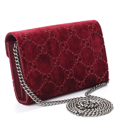 Gucci Velvet GG Monogram Mini Dionysus Chain Wallet Red Cipria 3 of 11