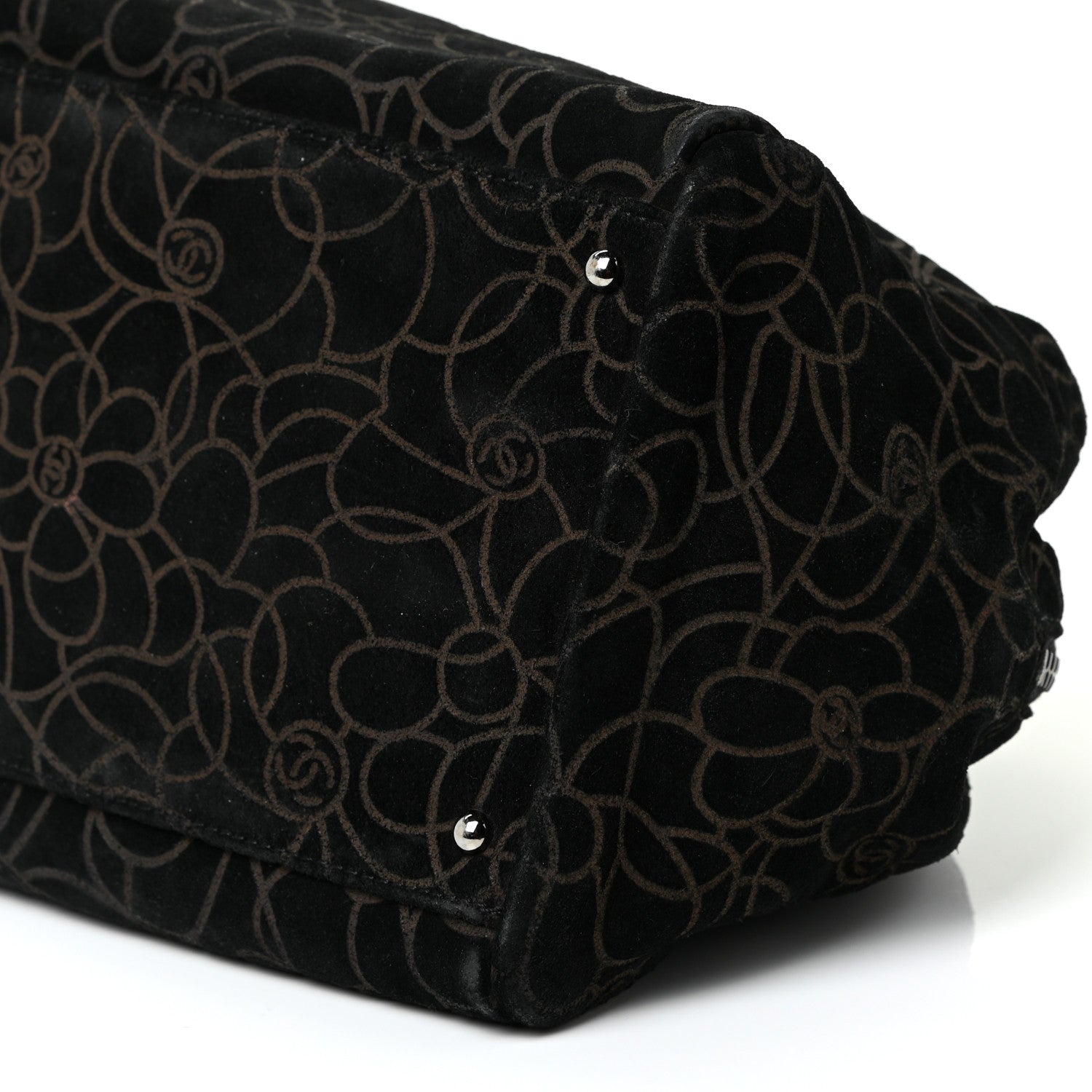 Chanel Velvet Camellia Embossed Shoulder Bag Black 10 of 17