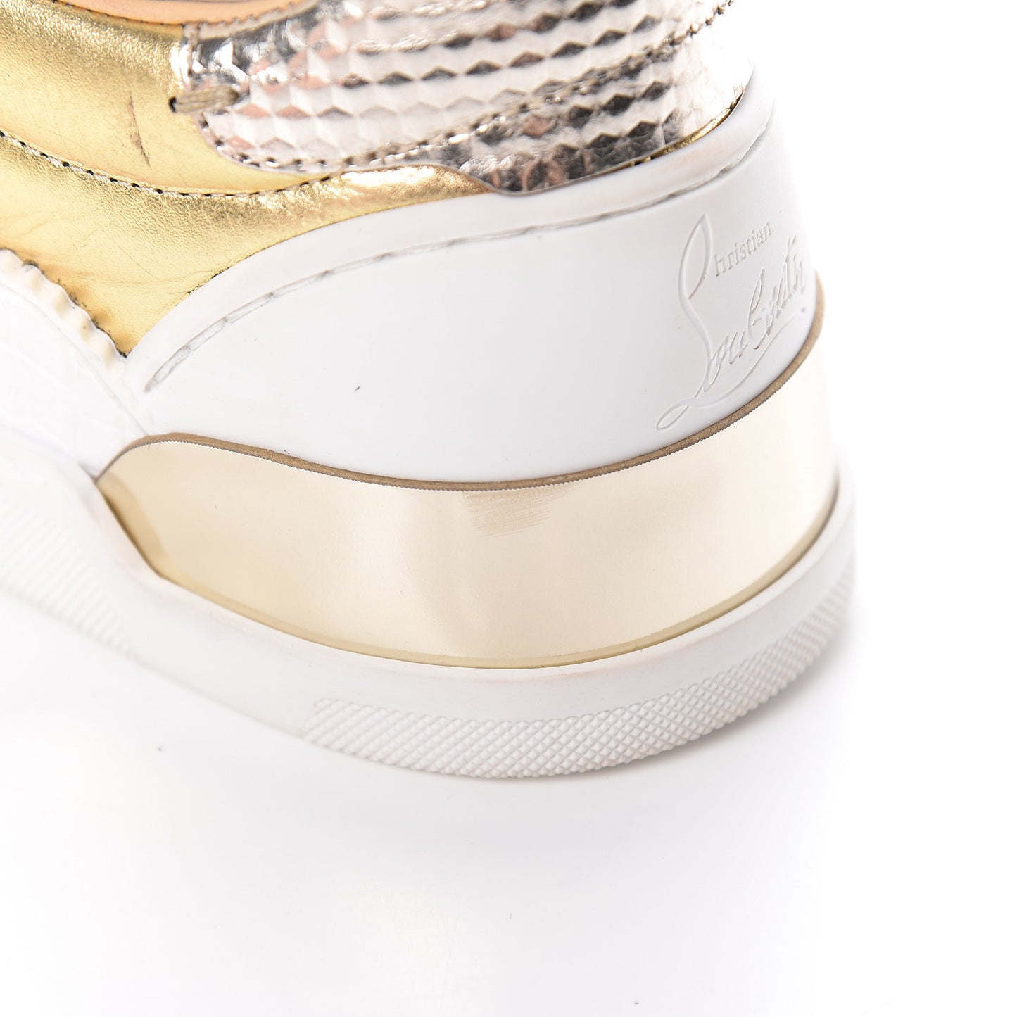 Metallic Calfskin Womens Aurelien Flat Sneakers 38 Gold White