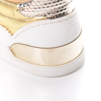 Christian Louboutin Metallic Calfskin Womens Aurelien Flat Sneakers 38 Gold White 11 of 13