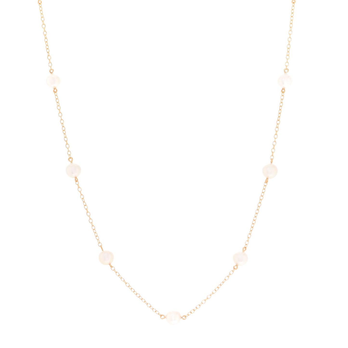 18K Yellow Gold Akoya Pearl 5-5.5mm Station Necklace