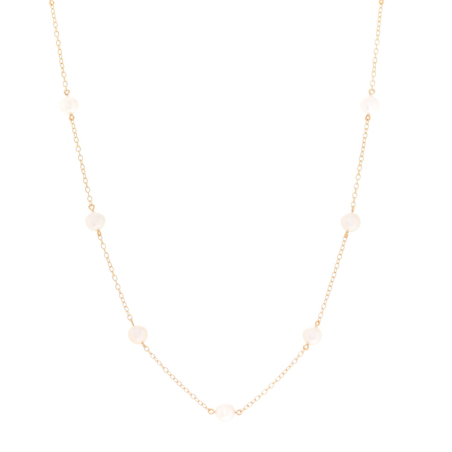 Mikimoto 18K Yellow Gold Akoya Pearl 5-5.5mm Station Necklace 1 of 5