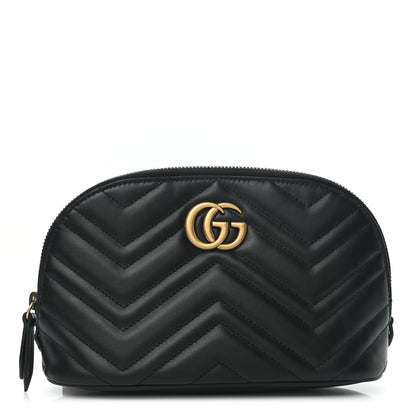 Gucci Calfskin Matelasse Large GG Marmont Pouch Cosmetic Case Black 1 of 6