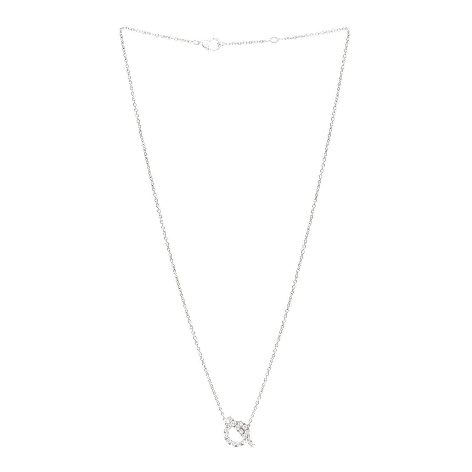 Hermes 18K White Gold Diamond Finesse Pendant Necklace 3 of 5