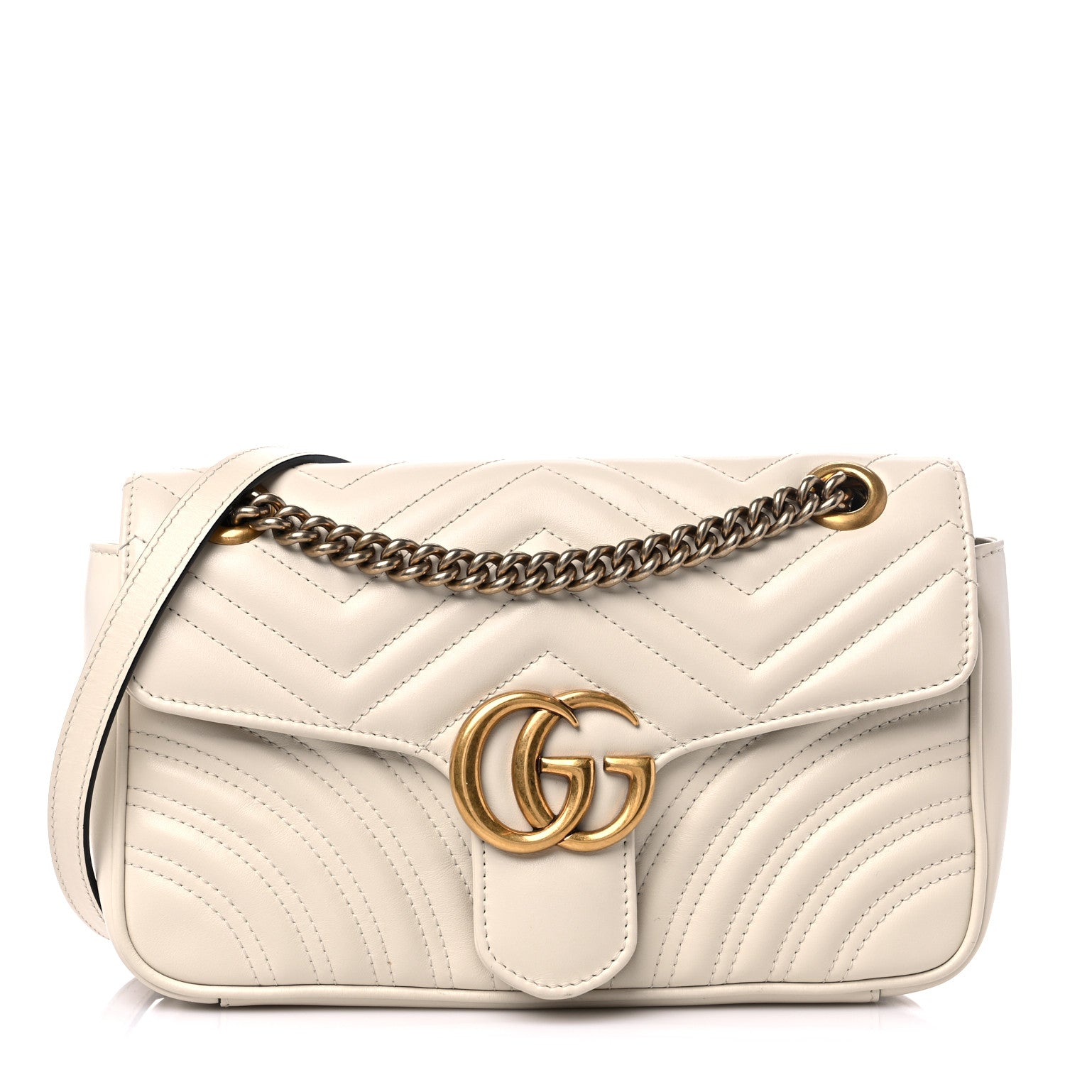 Gucci Calfskin Matelasse Small GG Marmont Shoulder Bag White 1 of 10