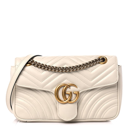 Gucci Calfskin Matelasse Small GG Marmont Shoulder Bag White 1 of 10