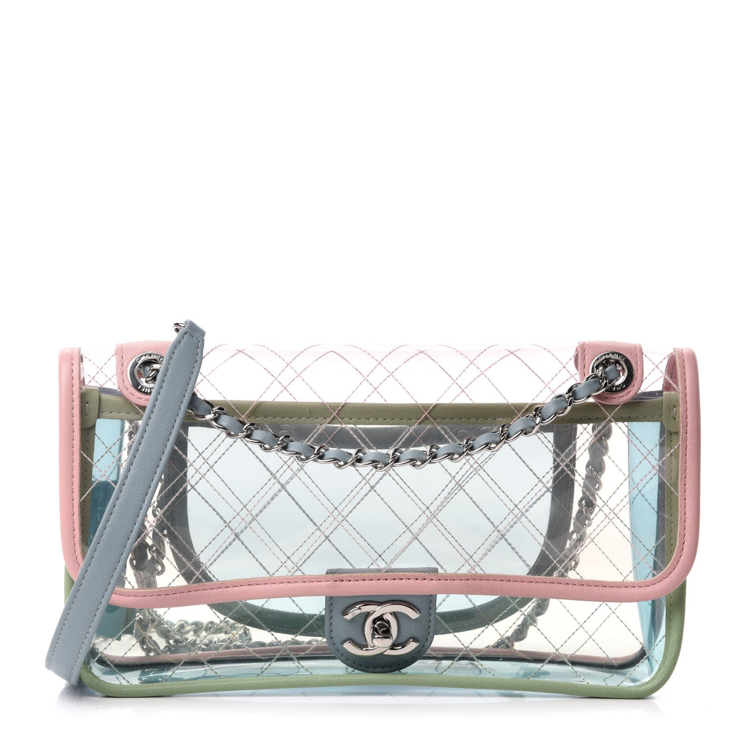 Chanel Lambskin PVC Quilted Medium Coco Splash Flap Blue Green 1 of 10