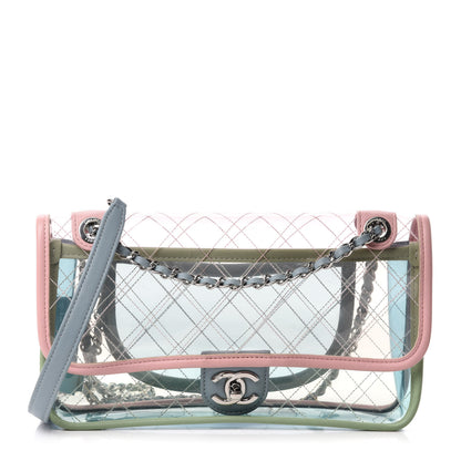 Chanel Lambskin PVC Quilted Medium Coco Splash Flap Blue Green 1 of 10