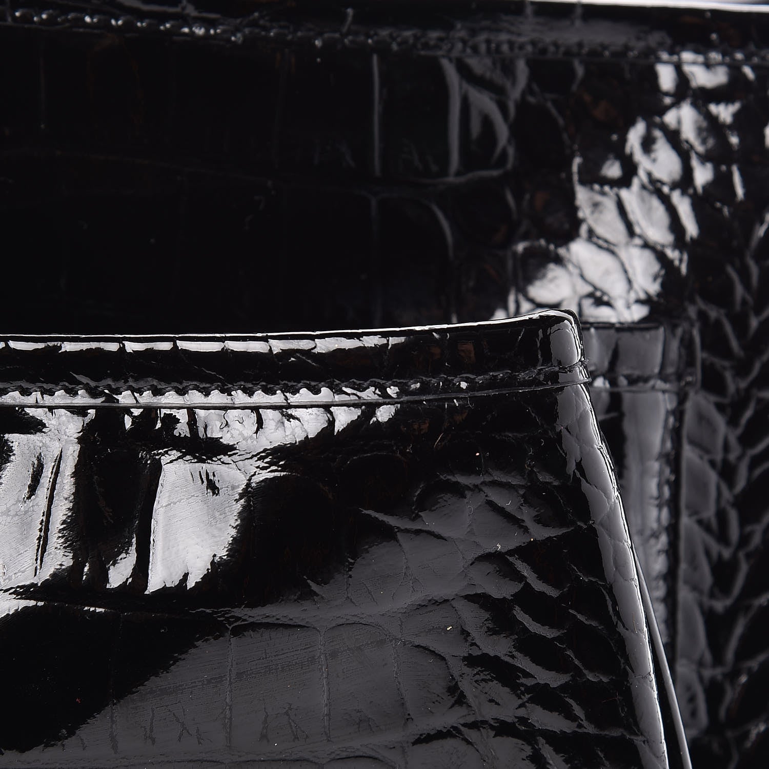 Saint Laurent Patent Crocodile Embossed Lambskin Monogram Medium Niki Chain Satchel Black 12 of 18