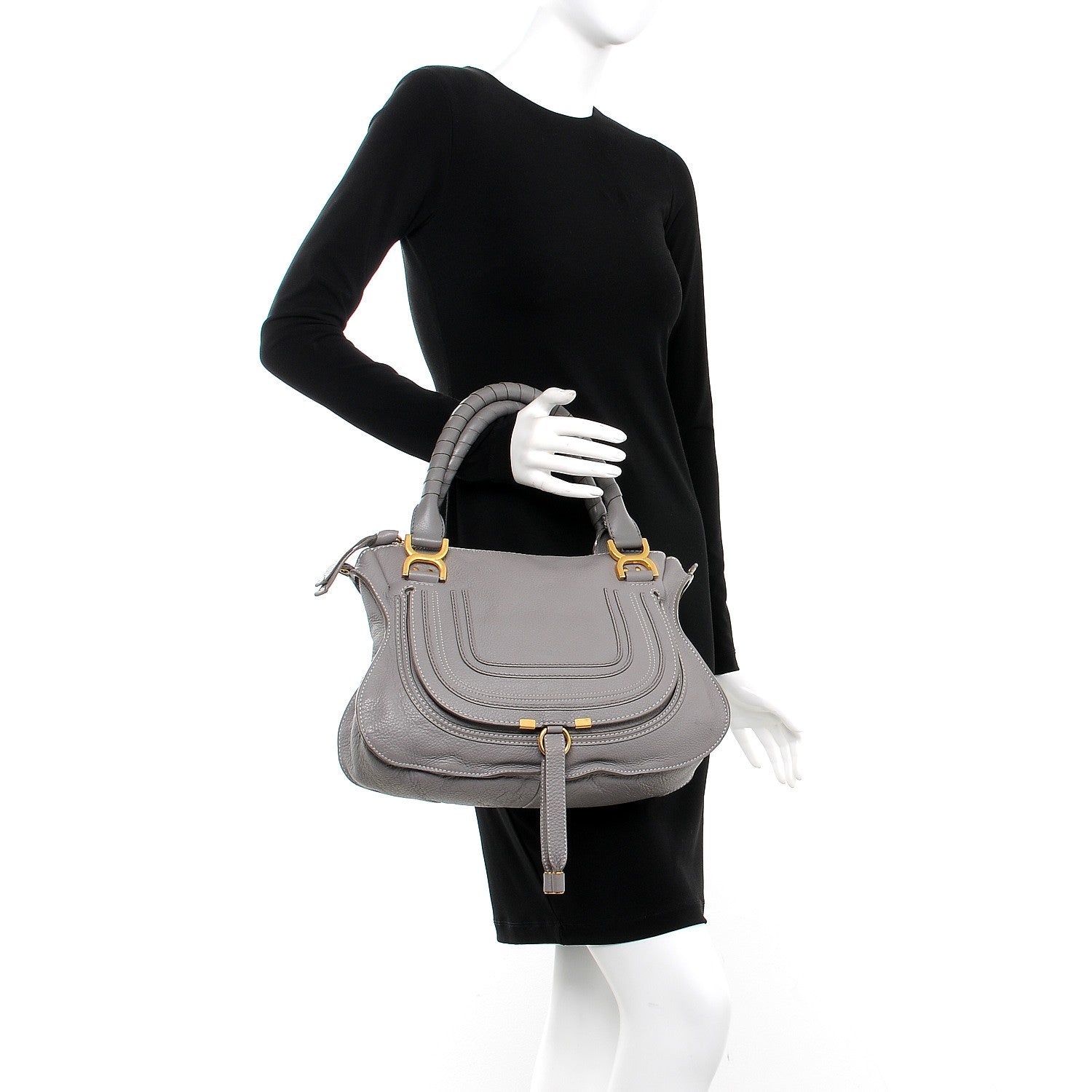Chloe Calfskin Medium Marcie Satchel Cashmere Grey 3 of 9