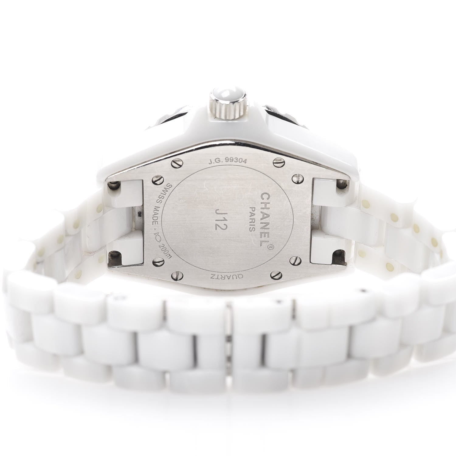 Chanel Stainless Steel Ceramic Diamond 33mm J12 Quartz Watch White 4 of 7