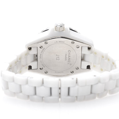 Chanel Stainless Steel Ceramic Diamond 33mm J12 Quartz Watch White 4 of 7