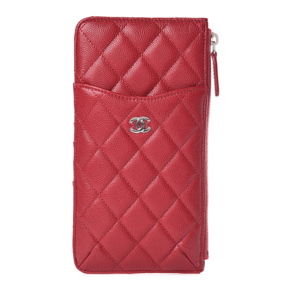 Chanel Caviar Quilted Classic Flat Wallet Pouch Red 1 of 8