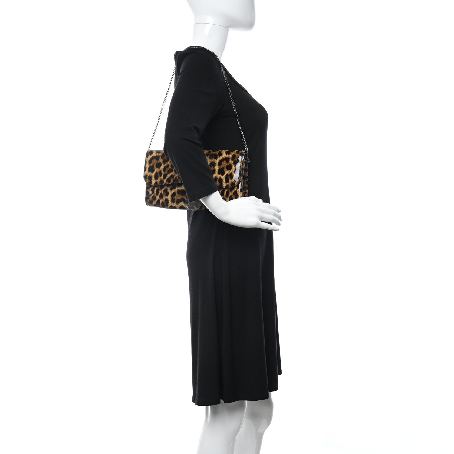 Christian Louboutin Patent Leopard Print Riviera Clutch 2 of 9