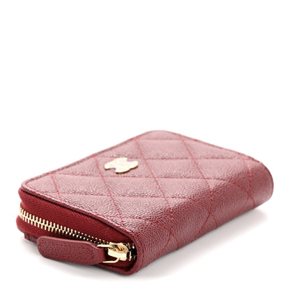 Chanel Caviar Quilted Zip Around Coin Purse Burgundy 4 of 8