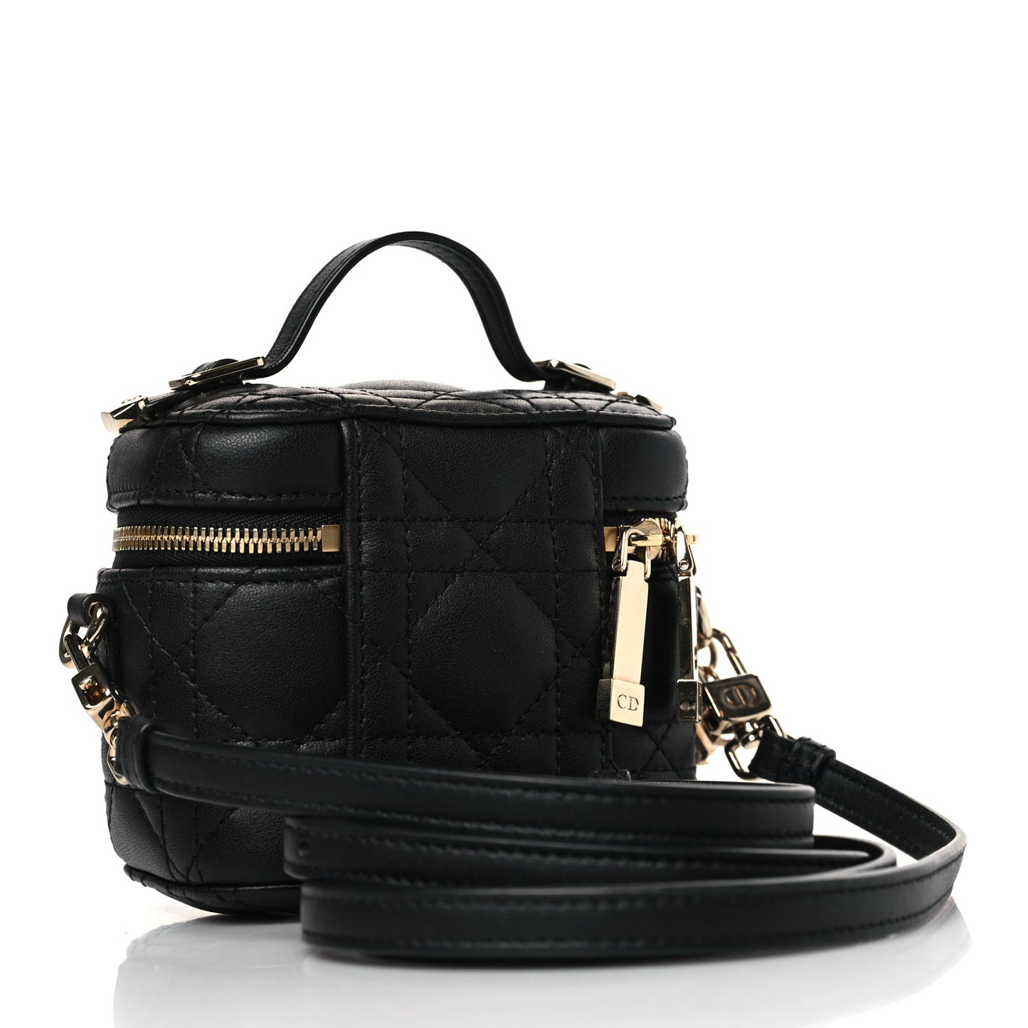Lambskin Cannage Micro Lady Dior Vanity Case Black