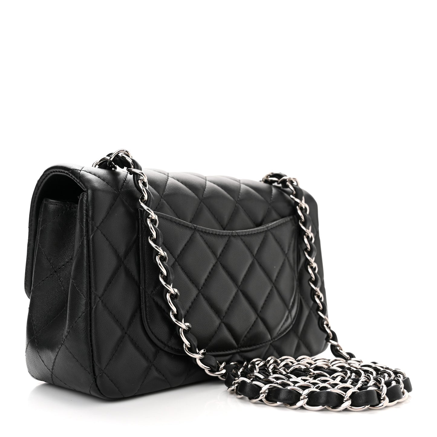 Lambskin Quilted Mini Rectangular Flap Black