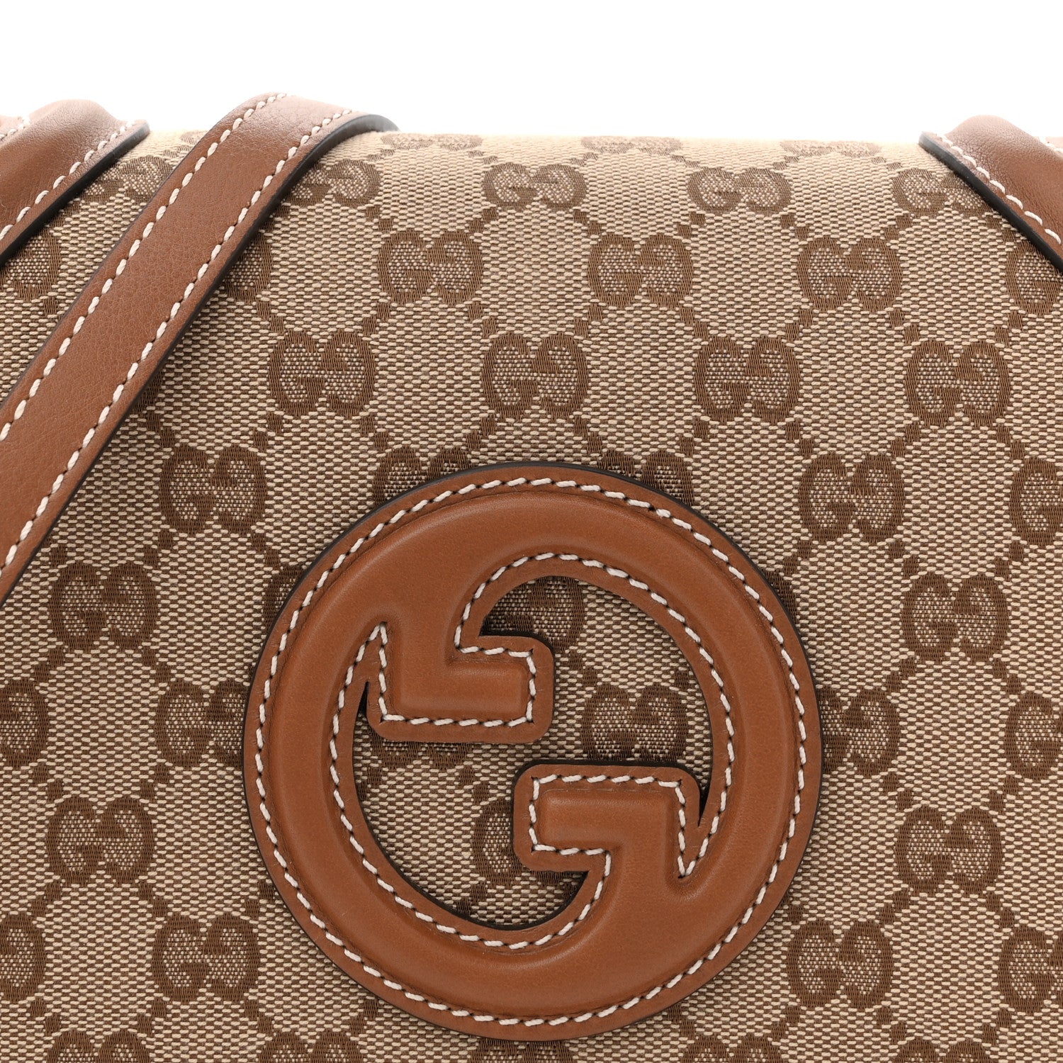 Gucci GG Monogram Calfskin Medium Blondie Top Handle Bag Beige Dark Brown 8 of 11