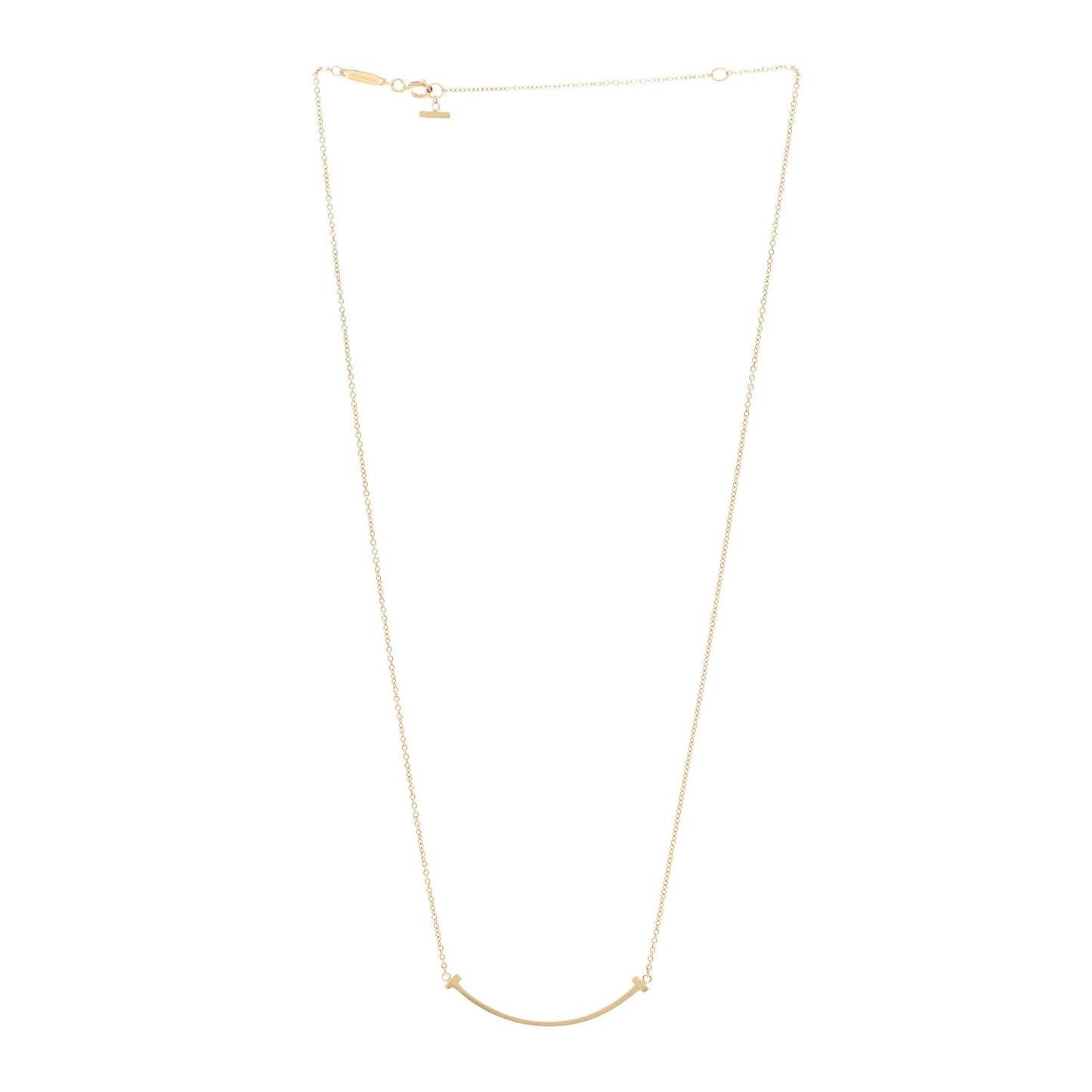 18K Yellow Gold Small T Smile Pendant Necklace