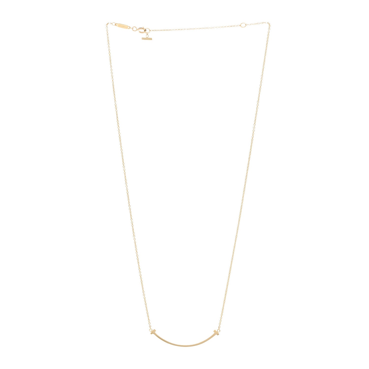 Tiffany 18K Yellow Gold Small T Smile Pendant Necklace 3 of 4