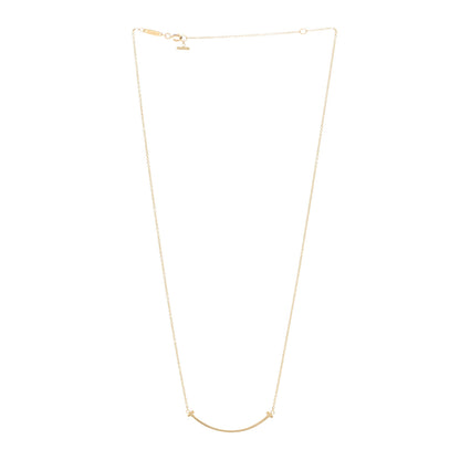 Tiffany 18K Yellow Gold Small T Smile Pendant Necklace 3 of 4