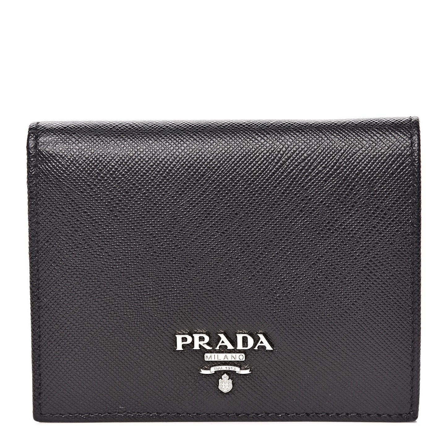 Saffiano Bi-Fold Compact Wallet Black Mughetto