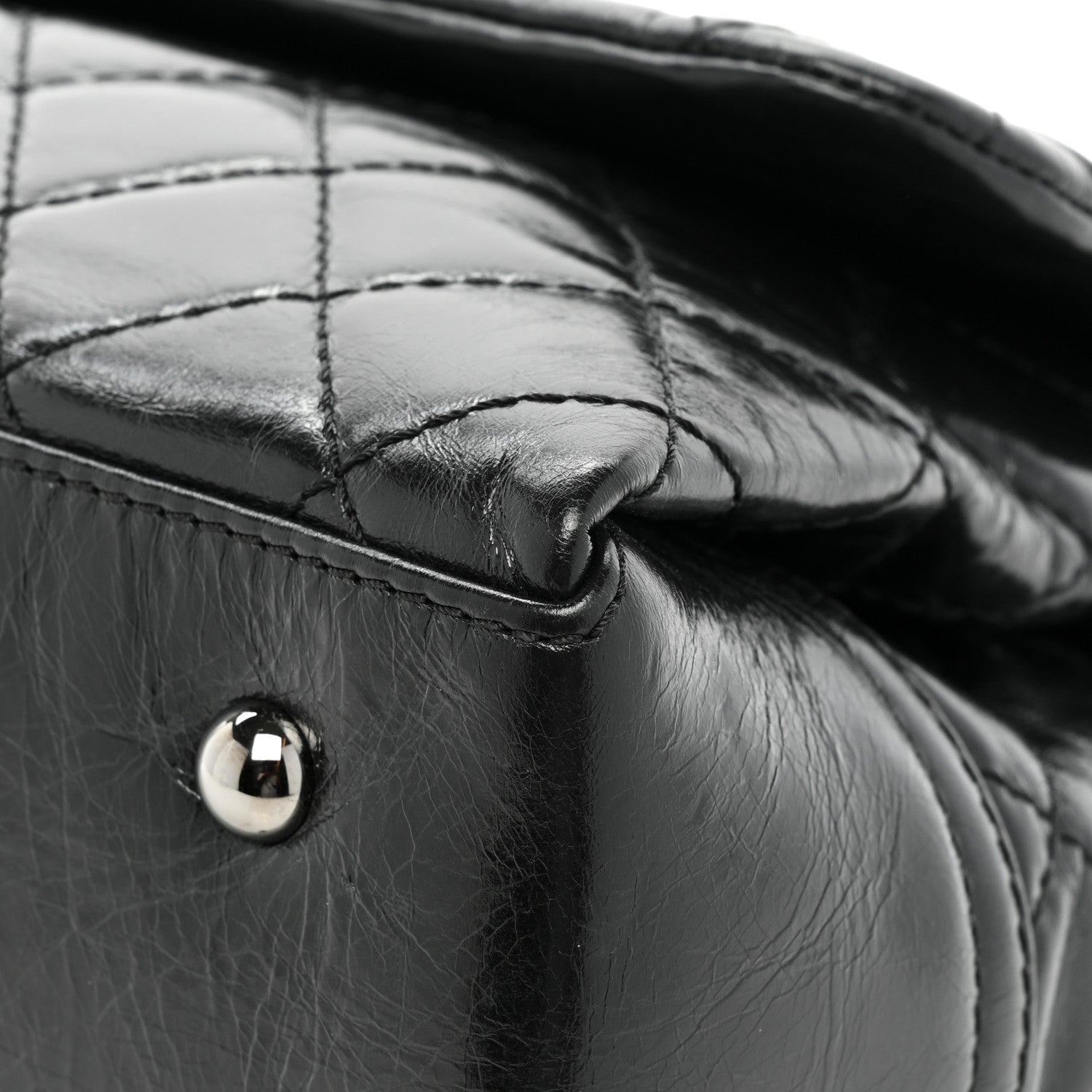 Chanel Glazed Calfskin Quilted Large Lady Pearly Flap Black 13 of 14