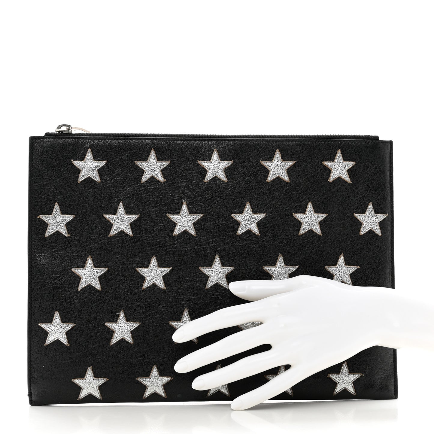 Calfskin Star Rider iPad Pouch Black Silver