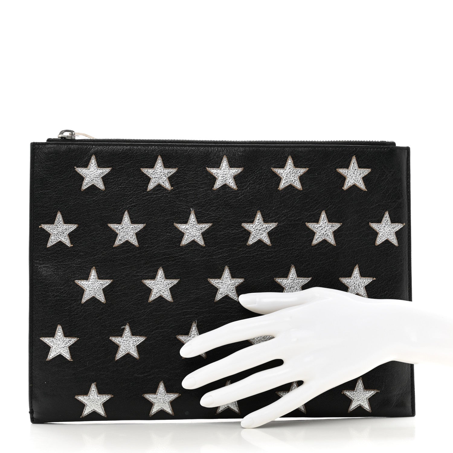 Saint Laurent Calfskin Star Rider iPad Pouch Black Silver 2 of 10
