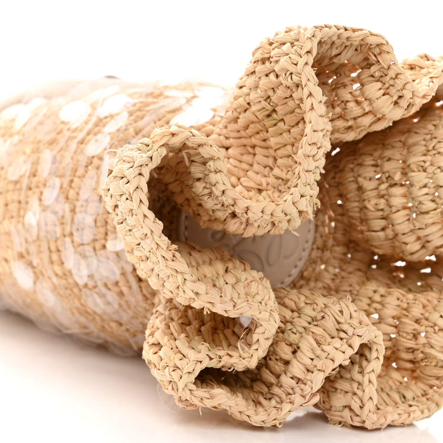 Loewe Raffia Canvas Sequin Paula's Ibiza Fish Pouch Natural Ivory 8 of 13