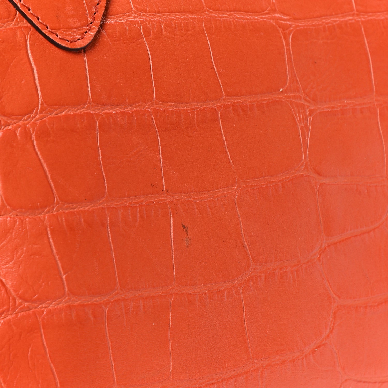 MCM Calfskin Crocodile Embossed Tote Orange 5 of 7