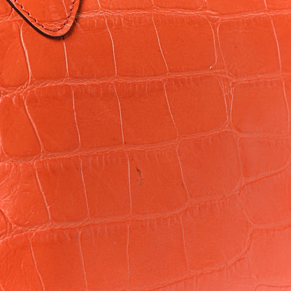 MCM Calfskin Crocodile Embossed Tote Orange 5 of 7