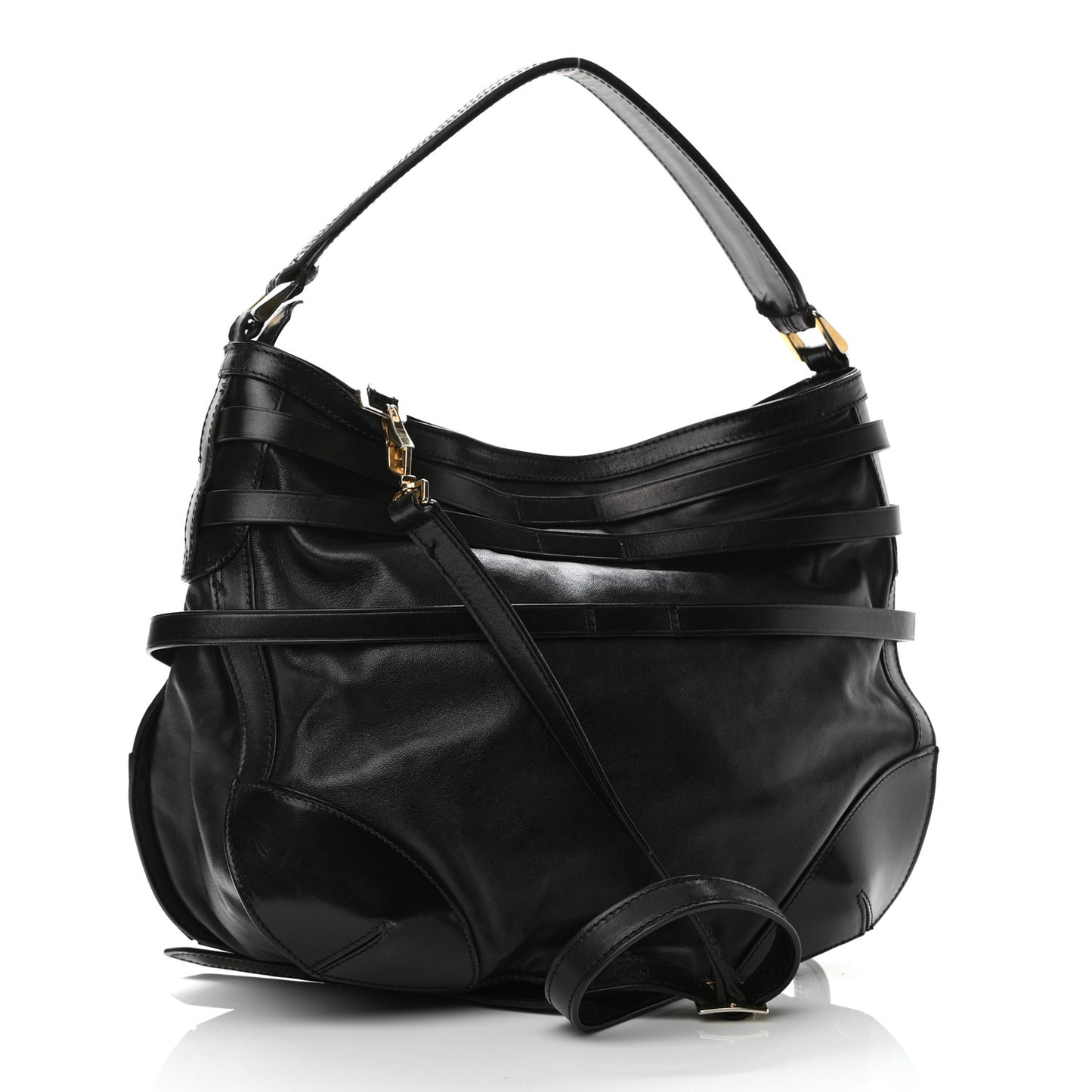 Lambskin Bridle Calfskin Small Dutton Hobo Black