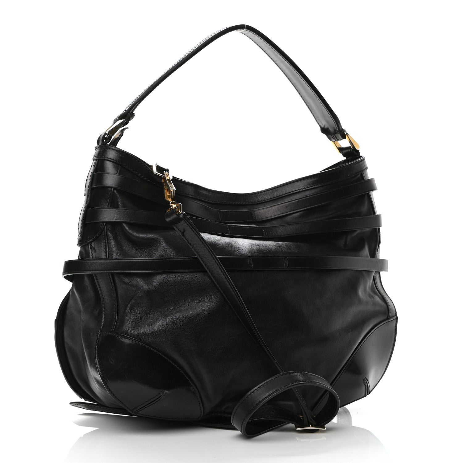 Burberry Lambskin Bridle Calfskin Small Dutton Hobo Black 2 of 14