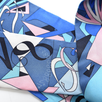 Hermes Silk Le Nombre D'Or Twilly Blue Jean Rose Pale Ciel 6 of 6