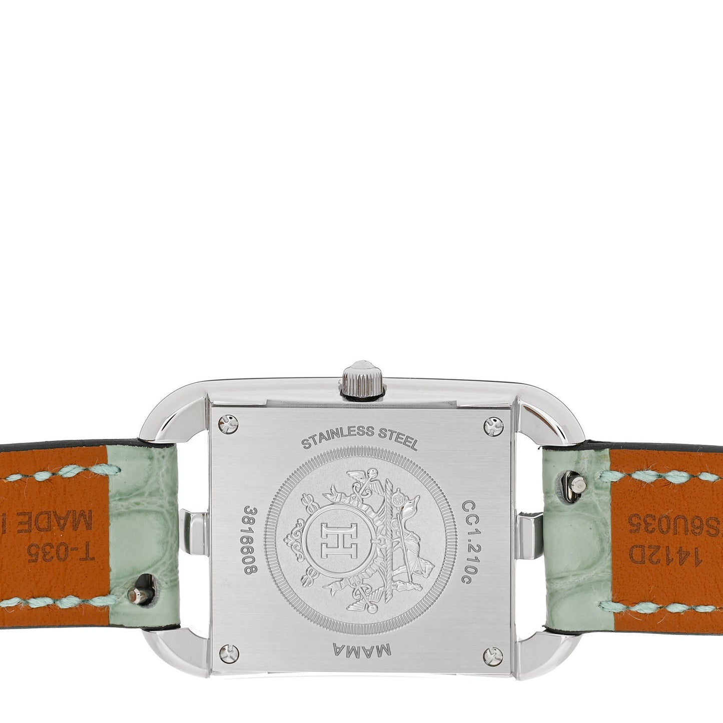 Stainless Steel Alligator Diamond Bezel Mother of Pearl 23mm Cape Cod Quartz Watch Bleu Brum