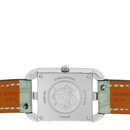 Hermes Stainless Steel Alligator Diamond Bezel Mother of Pearl 23mm Cape Cod Quartz Watch Bleu Brum 4 of 5