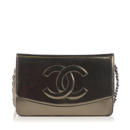 Chanel Metallic Calfskin Timeless CC Wallet on Chain WOC Bronze 1 of 9