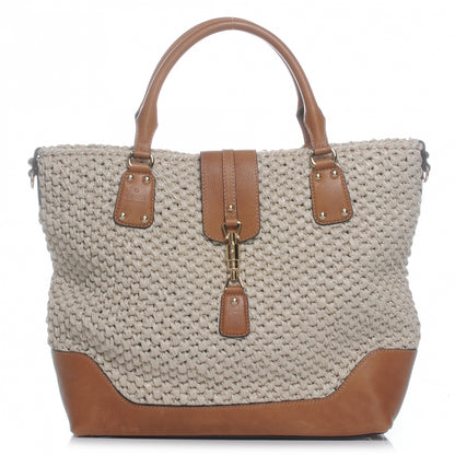 Gucci Raffia Large Santa Monica Tote Camel 1 of 8