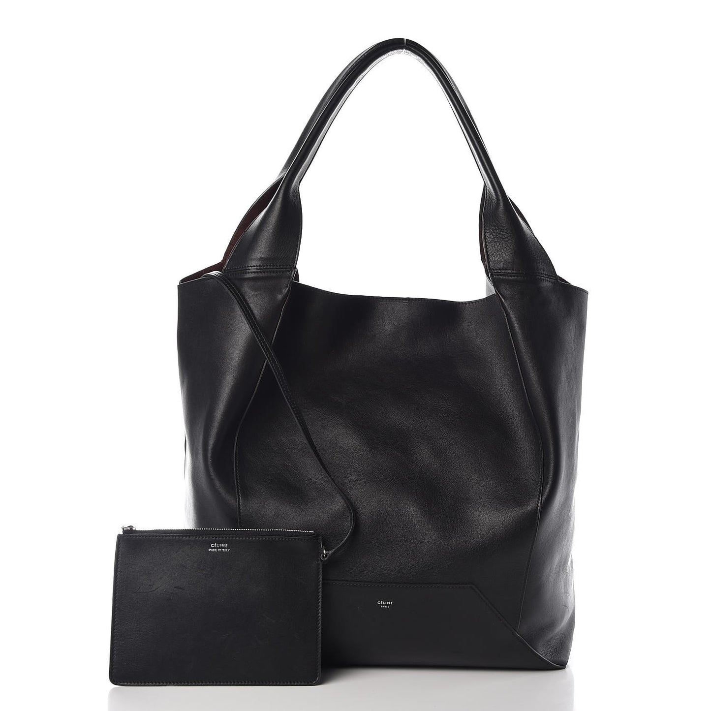 Shiny Smooth Calfskin Large Hobo Black