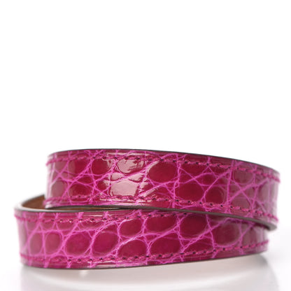 Hermes Shiny Alligator Kelly Double Tour Bracelet T1 Rose Scheherazade 3 of 7