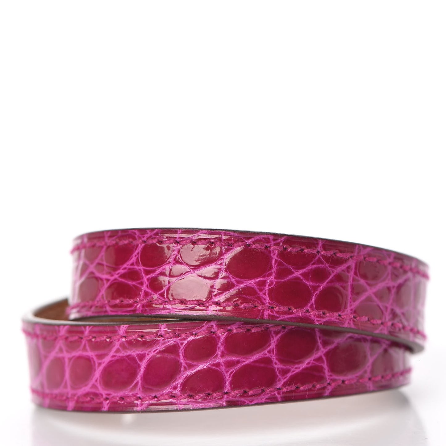 Shiny Alligator Kelly Double Tour Bracelet T1 Rose Scheherazade
