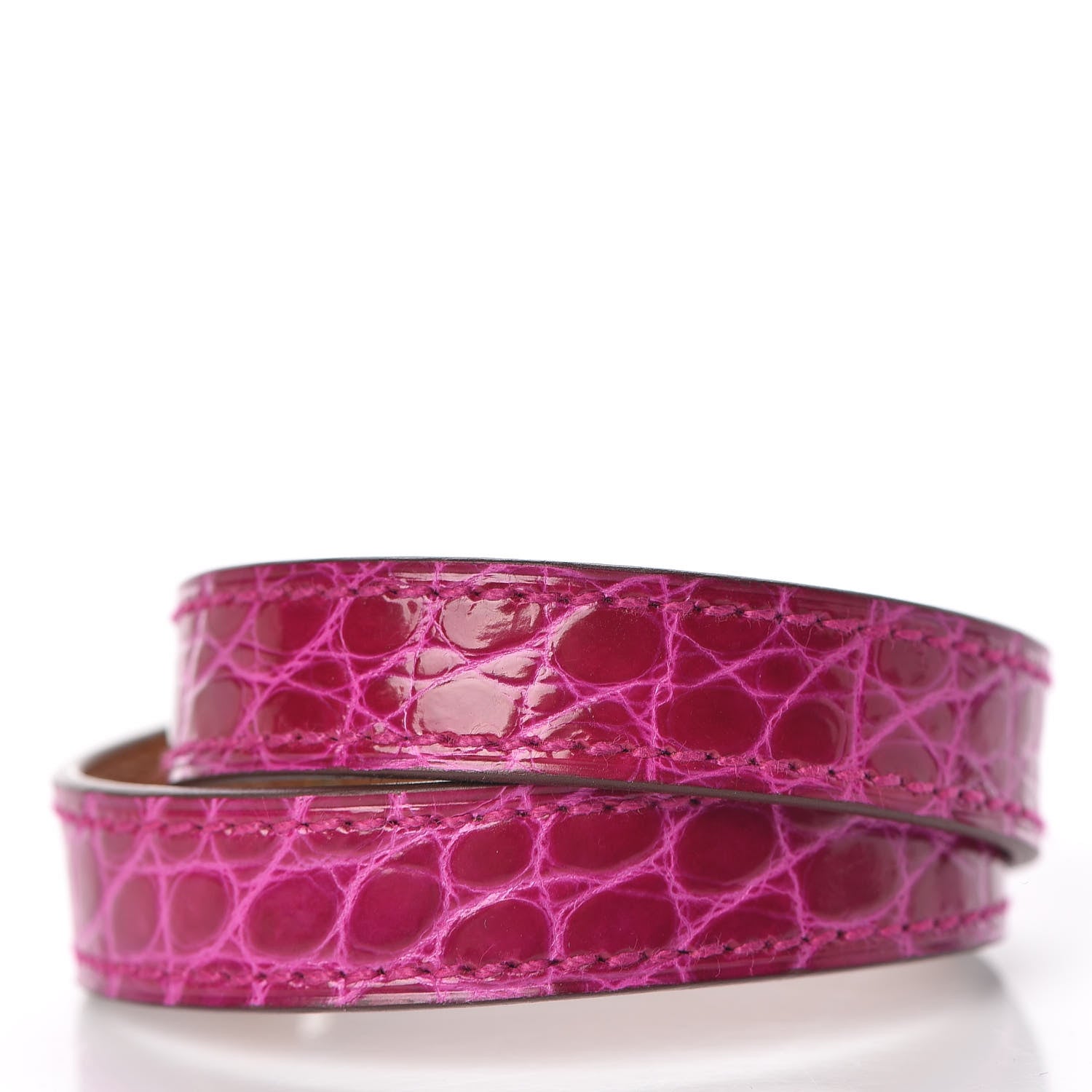 Hermes Shiny Alligator Kelly Double Tour Bracelet T1 Rose Scheherazade 3 of 7