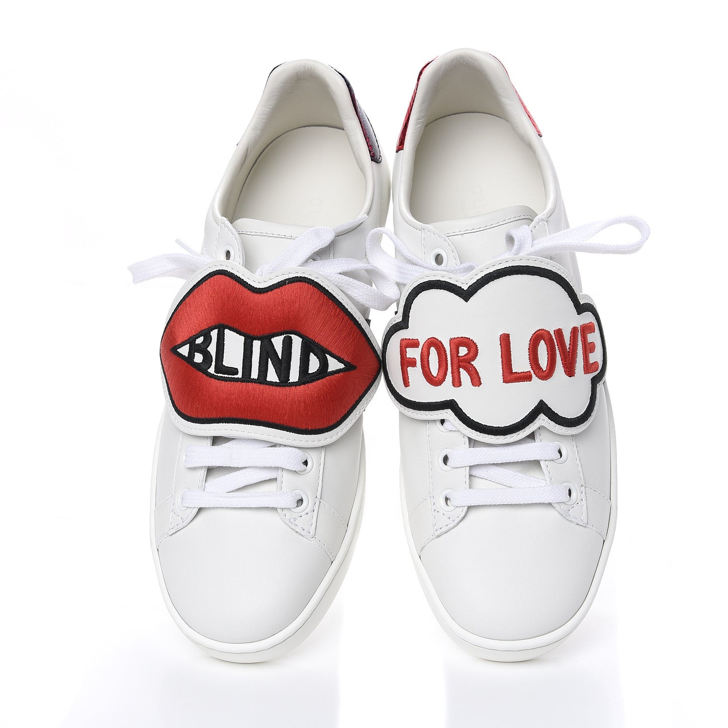 Calfskin Ayers Blind For Love Embroidered Womens Ace Sneakers 37.5 White