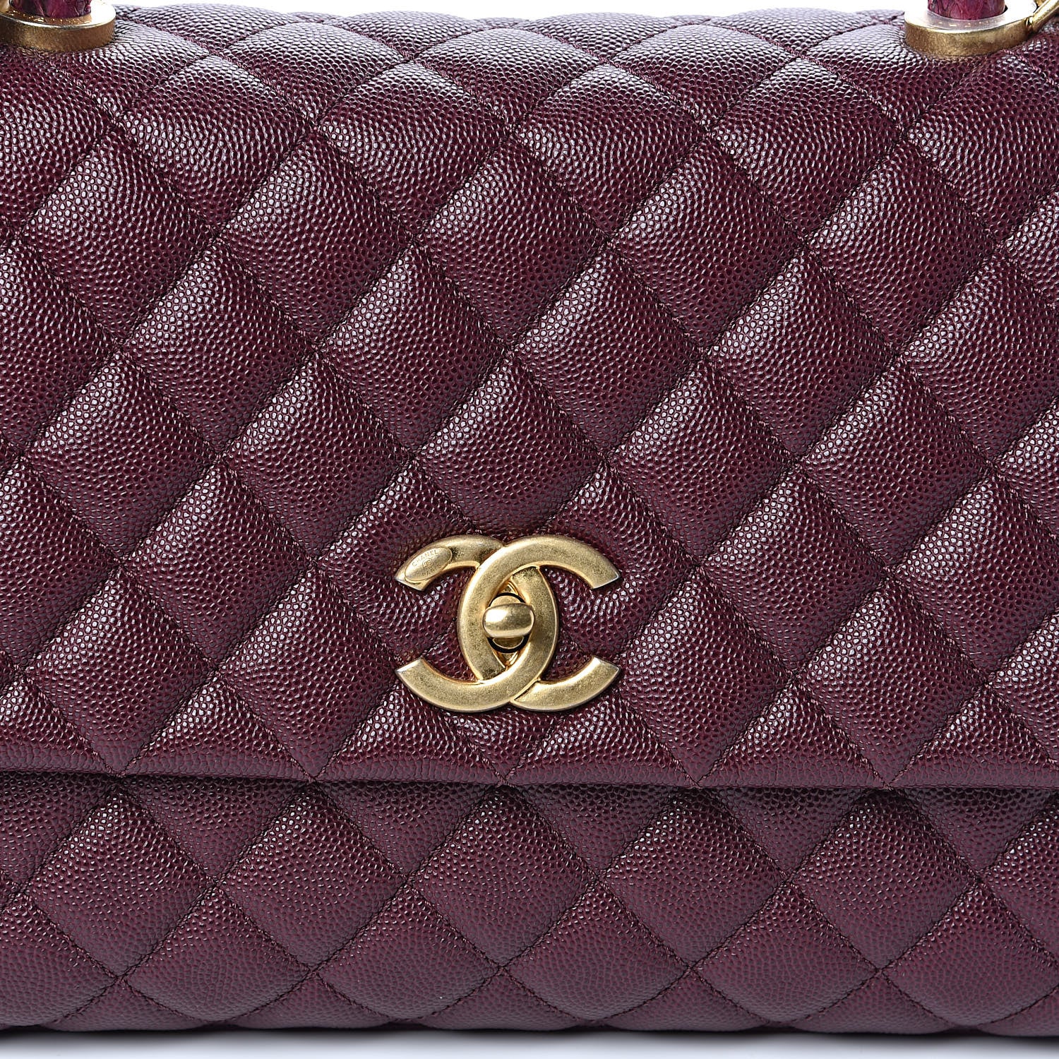 Chanel Caviar Elaphe Quilted Small Coco Handle Flap Burgundy 10 of 10