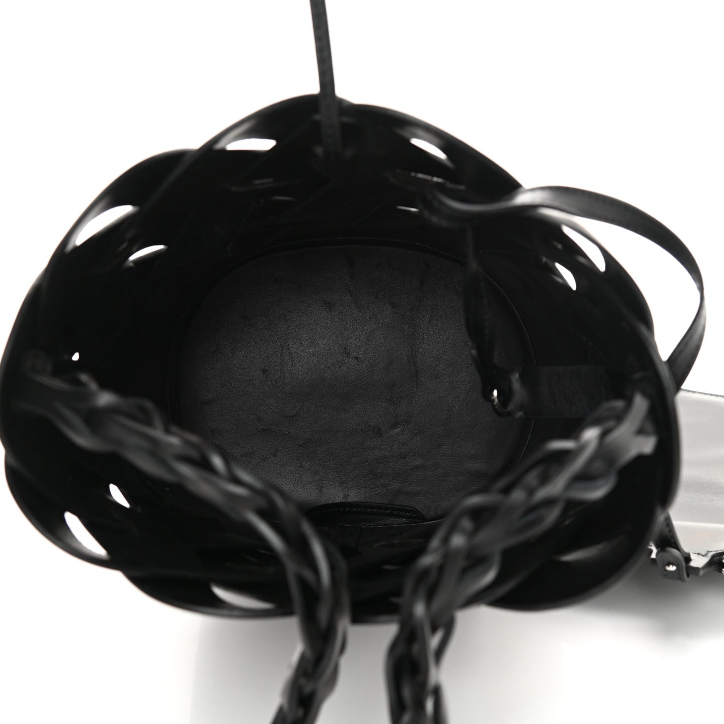 Vitello Intreccio Bucket Bag Black