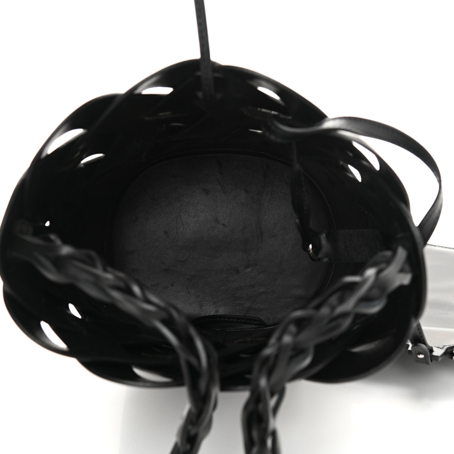 Prada Vitello Intreccio Bucket Bag Black 6 of 18