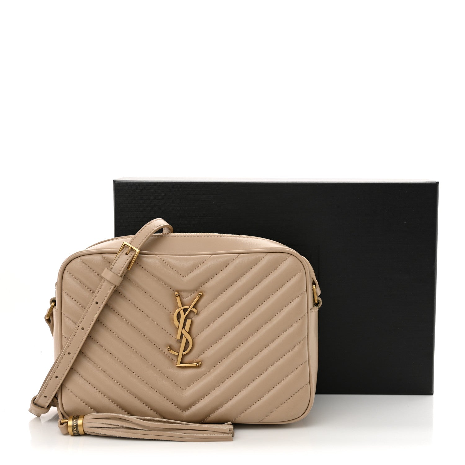 Saint Laurent Calfskin Matelasse Monogram Lou Camera Bag Dark Beige 12 of 12